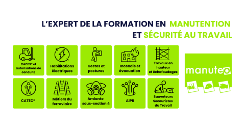 Manuteo, l'expert de la formation manutention et sécurité au travail : CACES® et formation autorisation de conduite